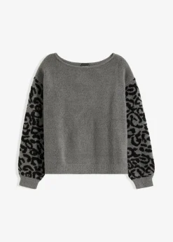 Oversize-Pullover mit Leo-Muster