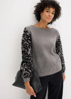 Oversize-Pullover mit Leo-Muster