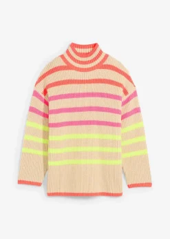Oversize-Pullover mit Neonstreifen