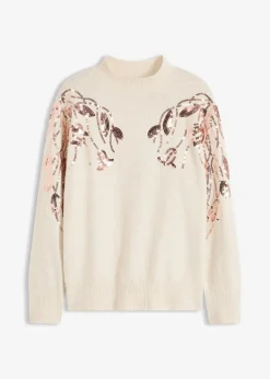 Oversize-Pullover mit Pailletten