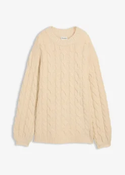 Oversize-Pullover mit Zopfmuster