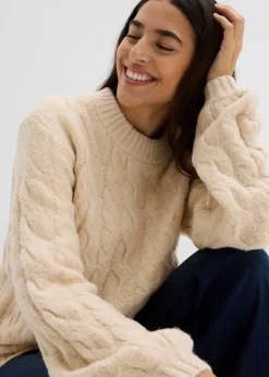 Oversize-Pullover mit Zopfmuster