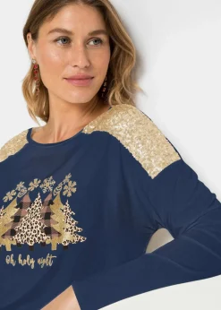 Oversize-Shirt mit Weihnachtsmotiv und schönen Pailletten