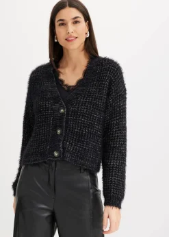 Oversize-Strickjacke mit Bändchengarn