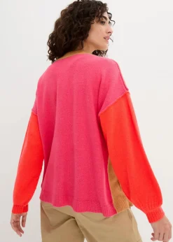 Oversize-Strickjacke mit Color-Blocking