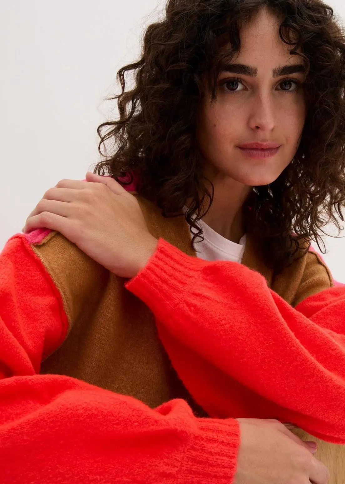 Oversize-Strickjacke mit Color-Blocking