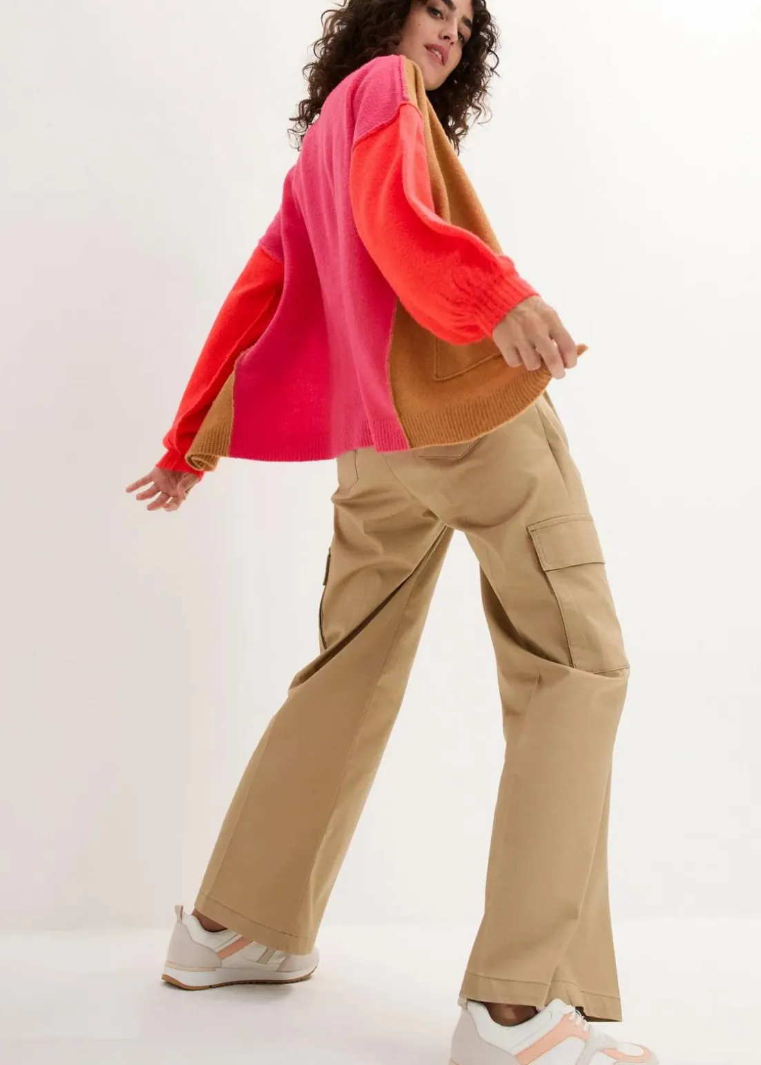 Oversize-Strickjacke mit Color-Blocking