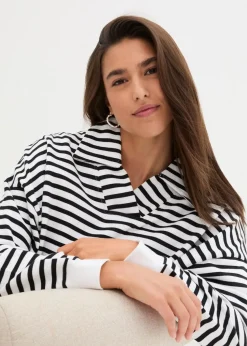 Oversize-Sweatshirt mit V-Ausschnitt und Polokragen