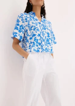 Palazzo-Hose aus Leinen-Mix