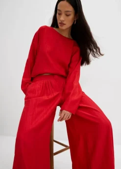 Palazzo-Hose aus strukturiertem Crinkle-Viskose-Mix