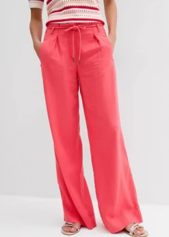 Paperbag-Hose aus luftigem Leinen-Mix