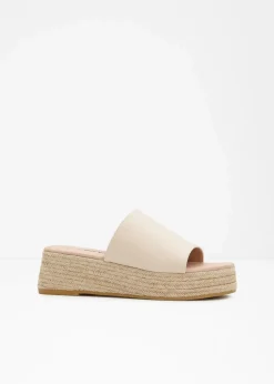 Plateau-Pantoletten in Bast-Optik