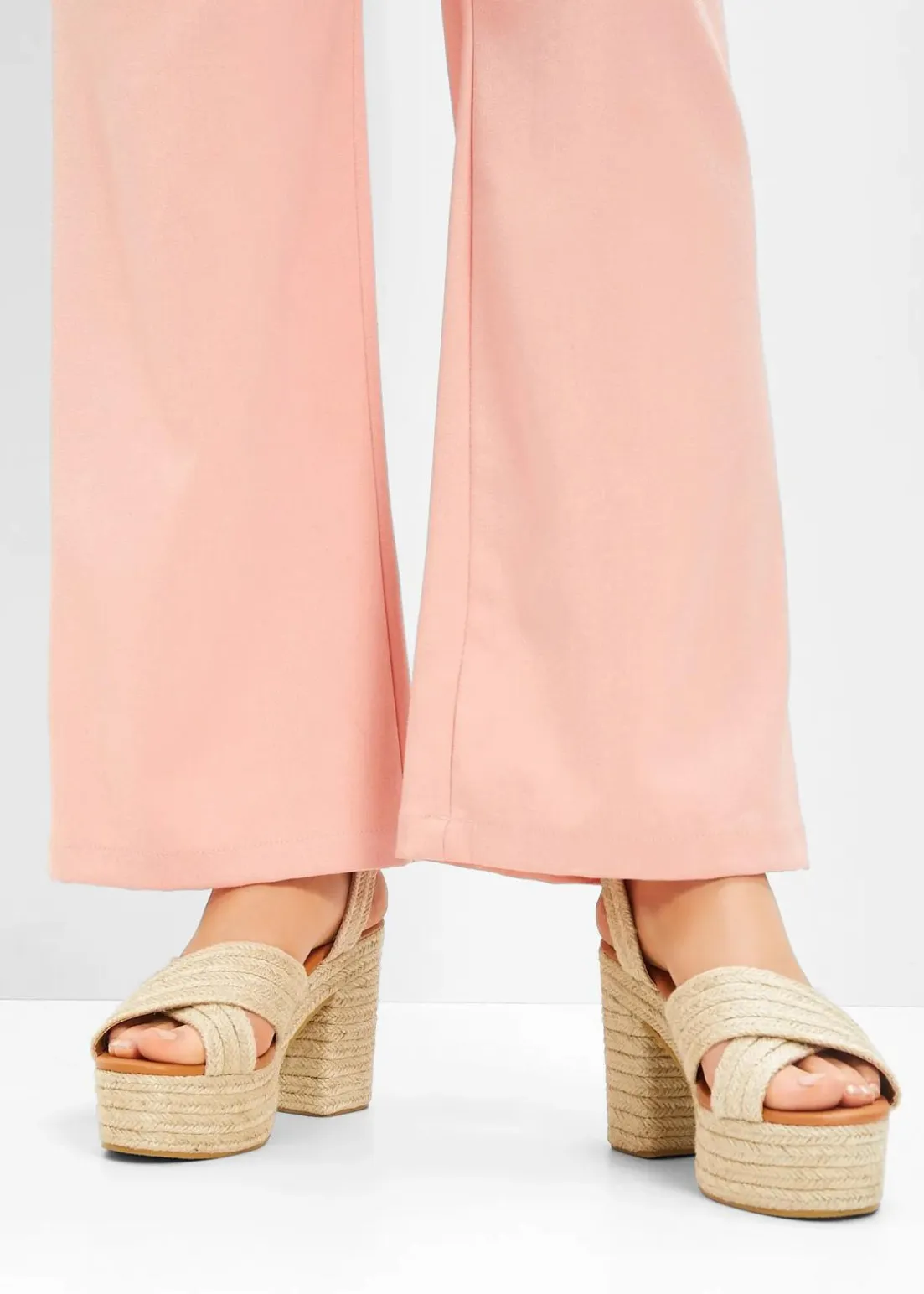 Plateau-Sandaletten in Bast-Optik