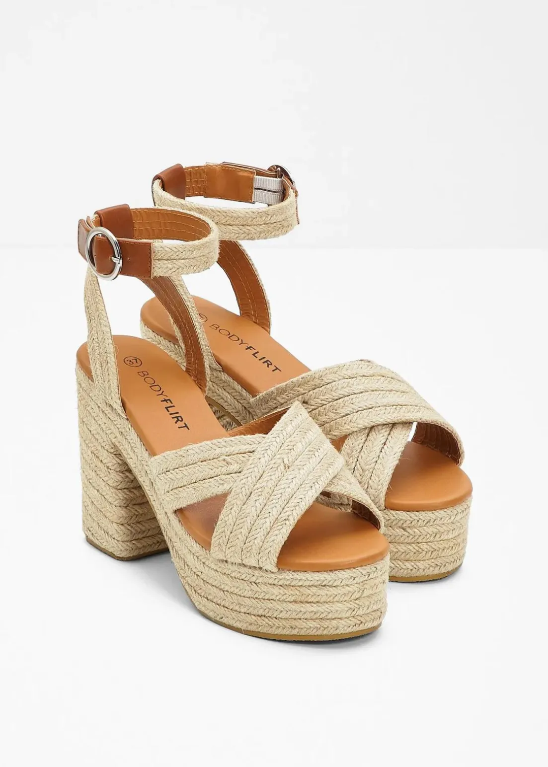 Plateau-Sandaletten in Bast-Optik