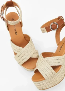 Plateau-Sandaletten in Bast-Optik