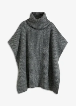 Poncho-Pullover mit Wollanteil