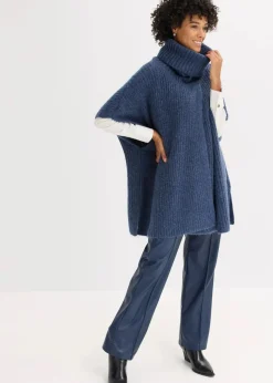 Poncho-Pullover mit Wollanteil
