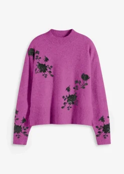 Pullover mit Pailettenstickerei