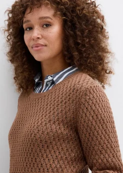 Pullover mit Strukturstrick aus Baumwollmix