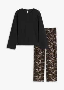 Pyjama mit Rippshirt und weiter Hose