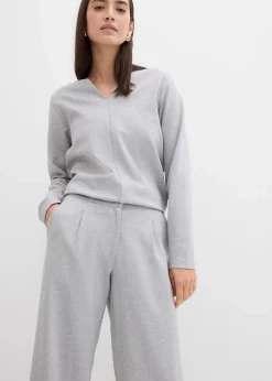 Relaxte Hose mit weitem Bein aus Viskose-Mix