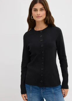 Ripp-Langarmshirt aus reiner Baumwolle