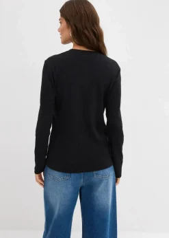 Ripp-Langarmshirt aus reiner Baumwolle