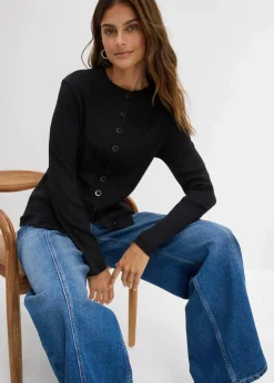 Ripp-Langarmshirt aus reiner Baumwolle