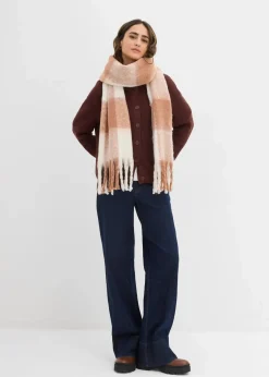 Rippstrickjacke, Rundhals