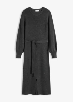 Ripp-Strickkleid aus fließendem Viskose-Mix