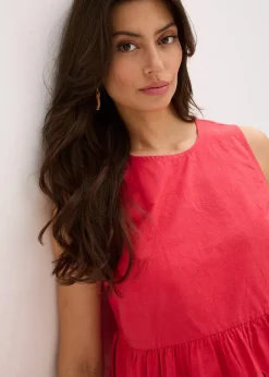 Ärmelloses Blusentop mit Schlitz und Lochstickerei