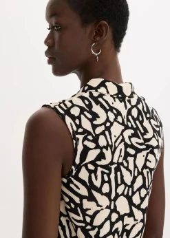 ärmelloses Poloshirt mit Raffung