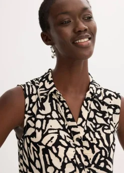 ärmelloses Poloshirt mit Raffung