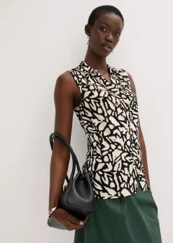 ärmelloses Poloshirt mit Raffung