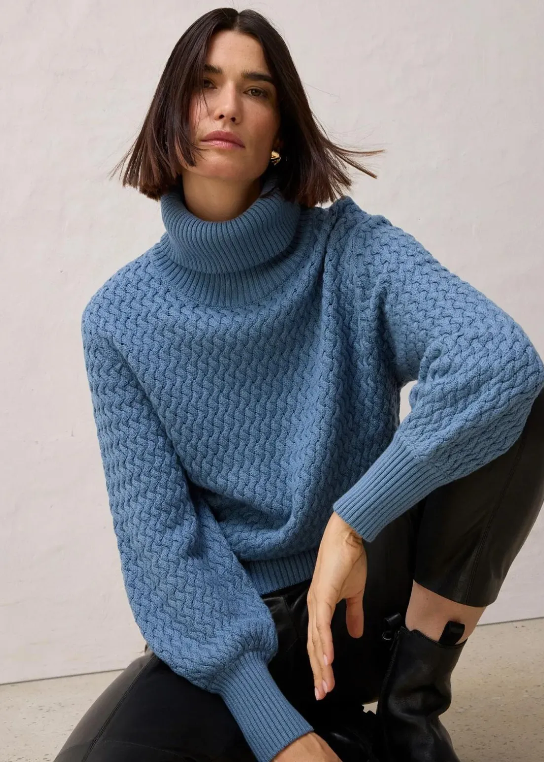 Rollkragenpullover mit Merinowolle