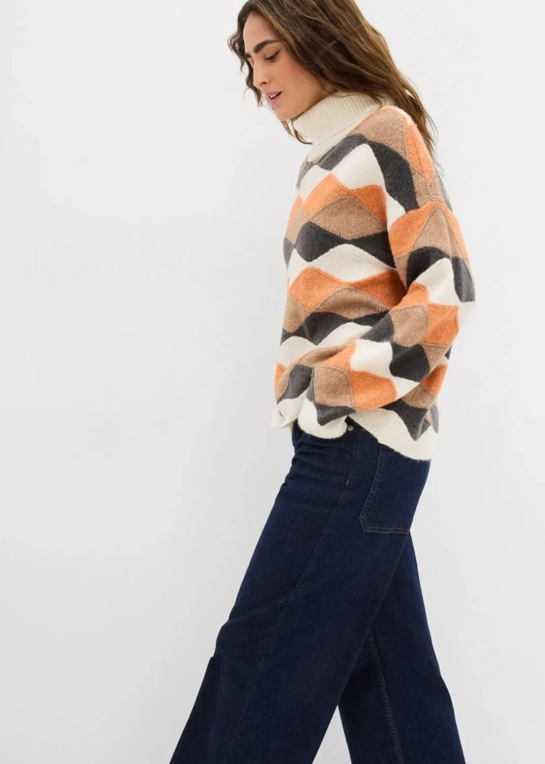 Rollkragenpullover mit Muster