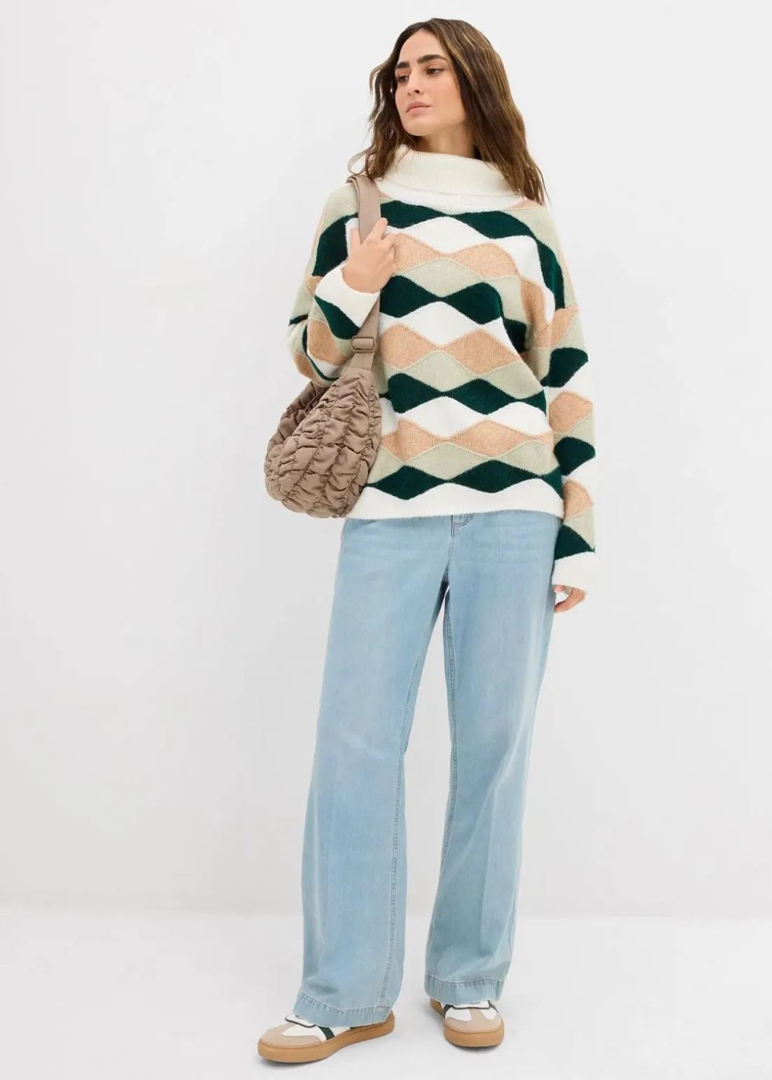 Rollkragenpullover mit Muster