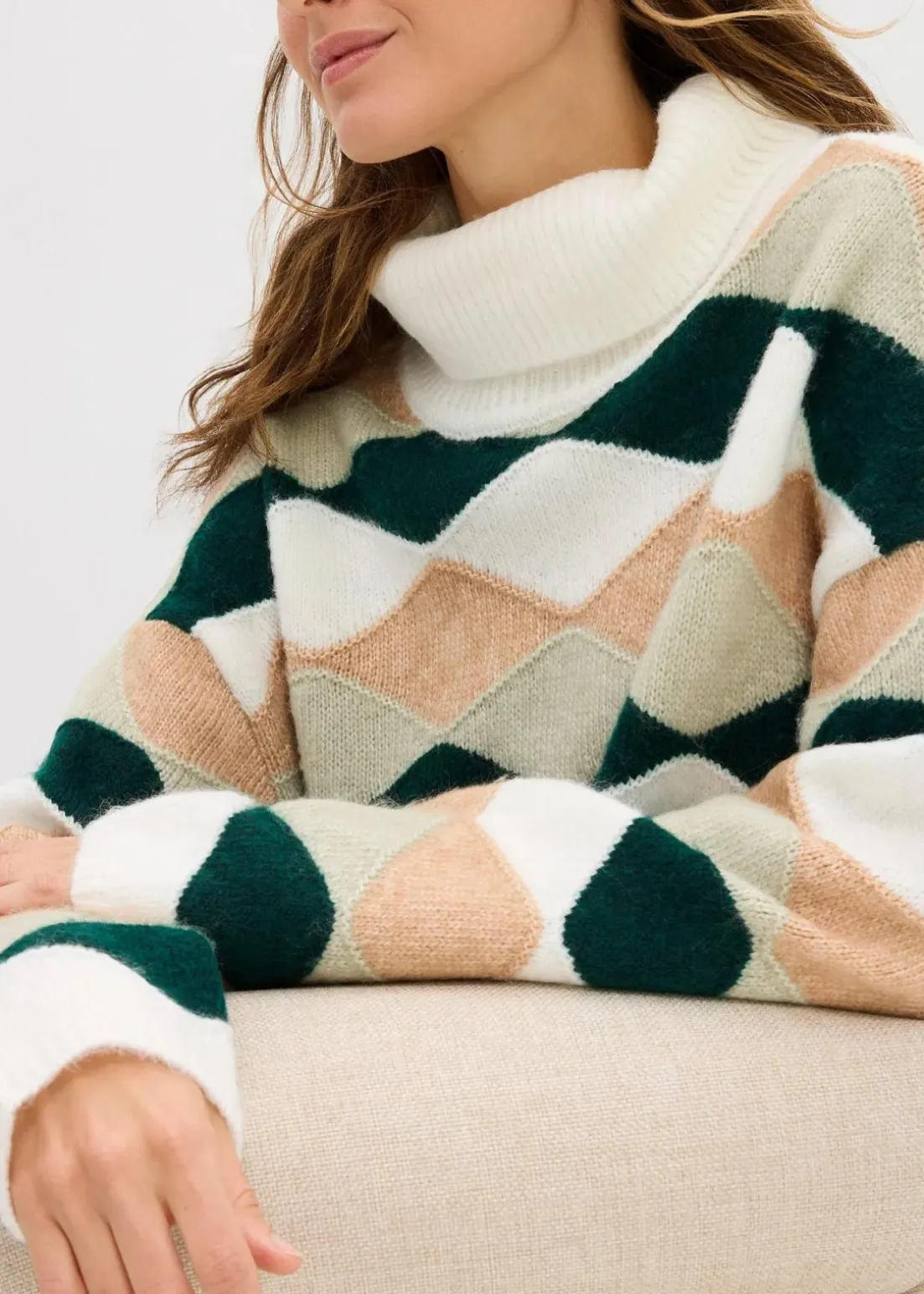 Rollkragenpullover mit Muster