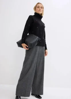 Rollkragenpullover mit Strasssteinen