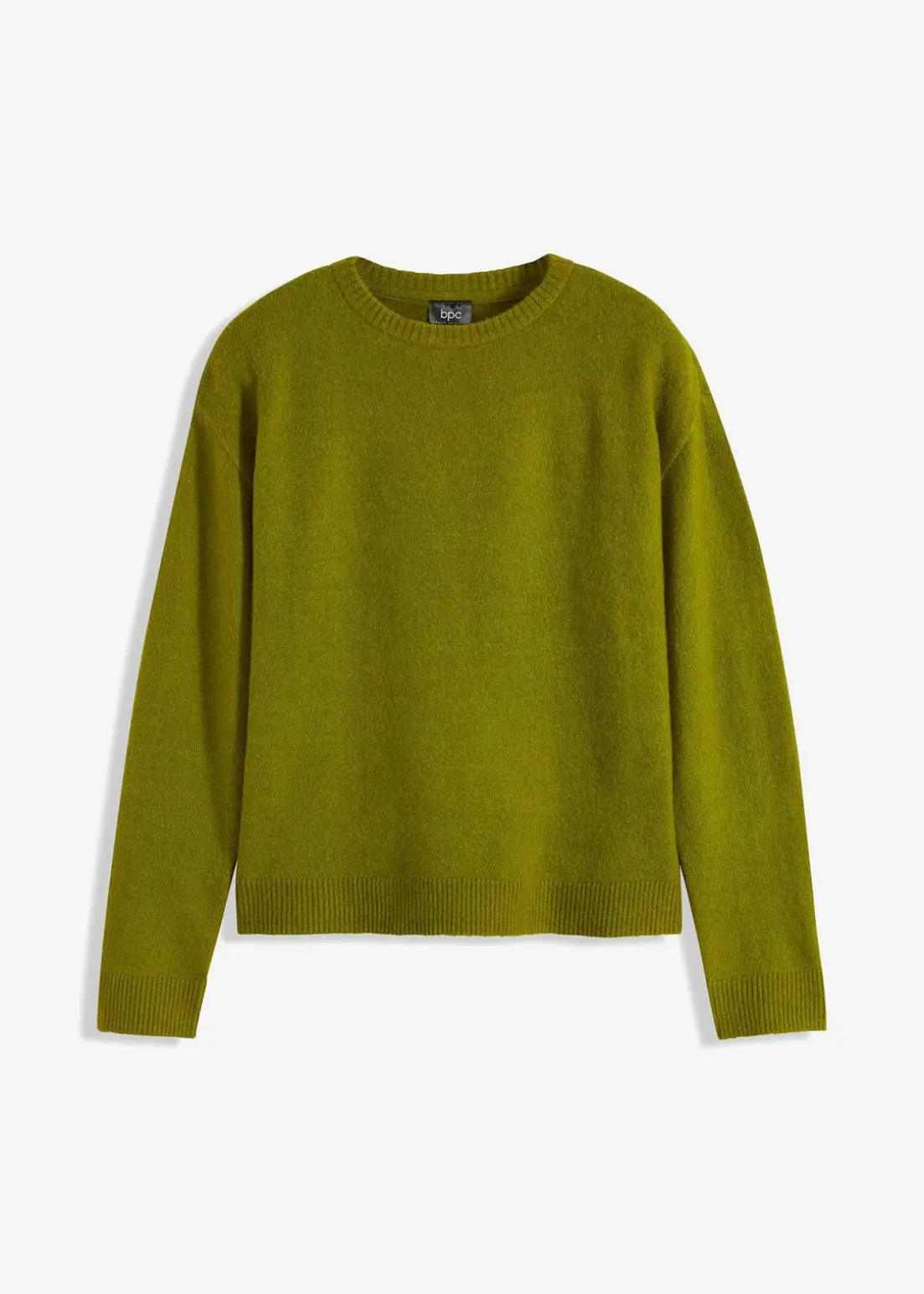 Rundhalspullover mit überschnittener Schulter