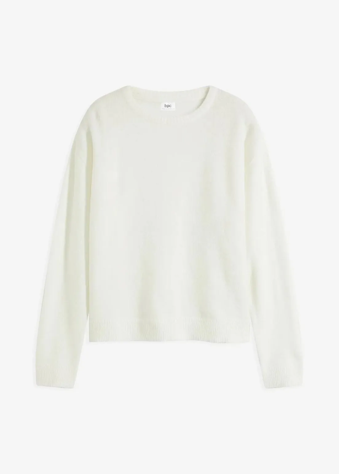 Rundhalspullover mit überschnittener Schulter