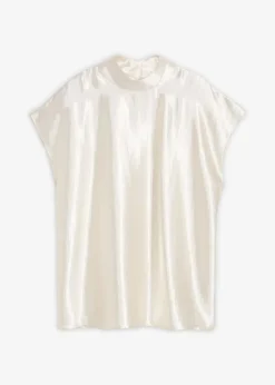 Satin Blusentop mit halbhohem Kragen