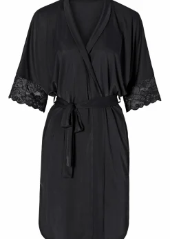 Satin Kimono mit Spitze