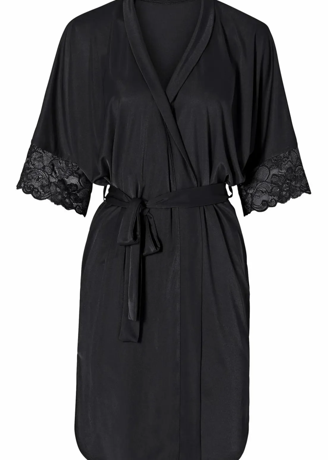 Satin Kimono mit Spitze