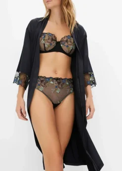 Satin Kimono mit Stickerei
