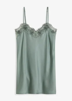 Satin Negligé mit floraler Stickerei