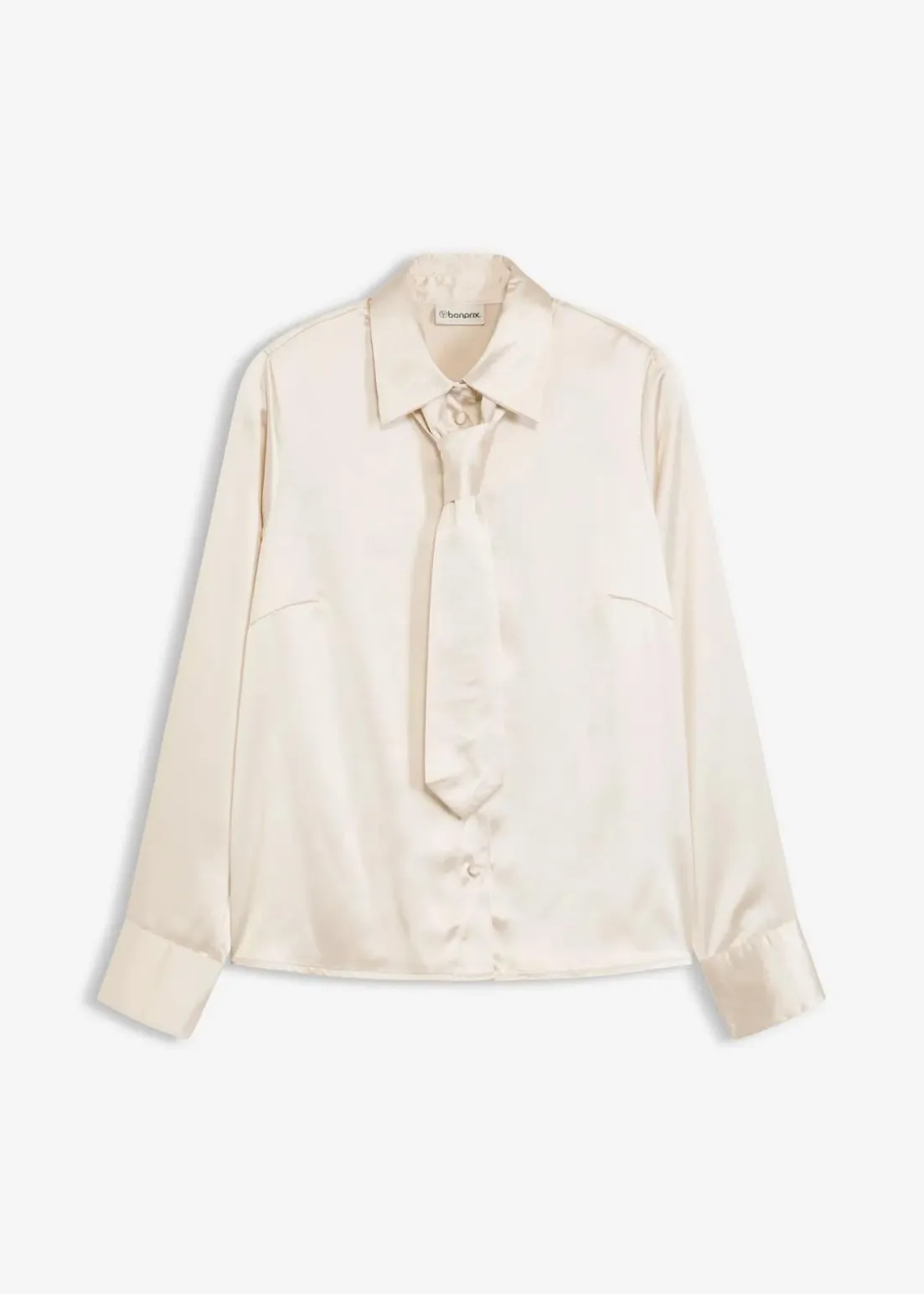 Satinbluse mit abnehmbarer Krawatte (2-tlg.)