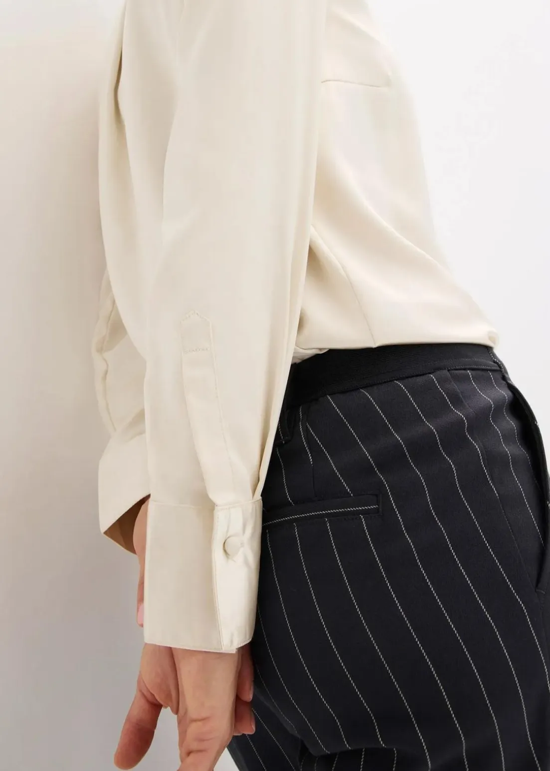 Satinbluse mit abnehmbarer Krawatte (2-tlg.)