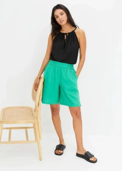 Schlupf-Bermuda aus luftigem Leinen-Mix