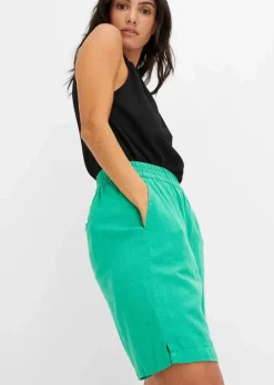 Schlupf-Bermuda aus luftigem Leinen-Mix